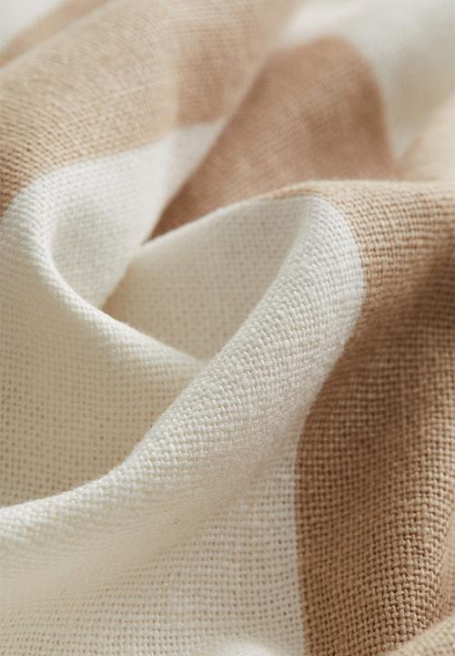 H&M - Linen-blend cushion cover - beige/striped