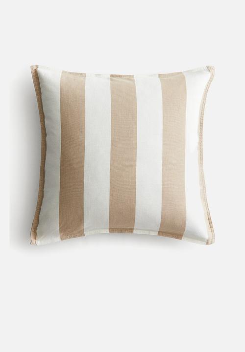 H&M - Linen-blend cushion cover - beige/striped