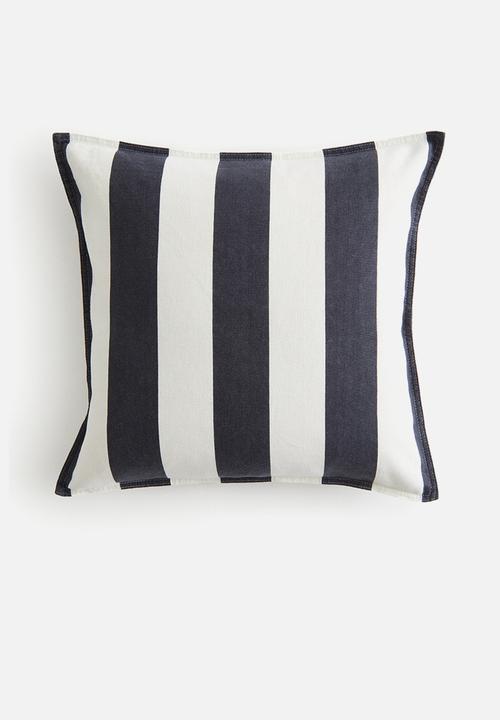 H&M - Linen-blend cushion cover - black/striped