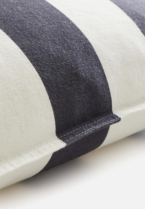H&M - Linen-blend cushion cover - black/striped