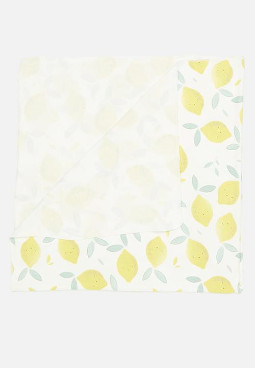 Pop Candy - Printed swaddle blanket - yellow & white