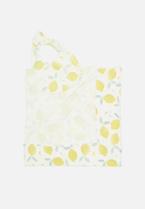 Pop Candy - Printed swaddle blanket - yellow & white