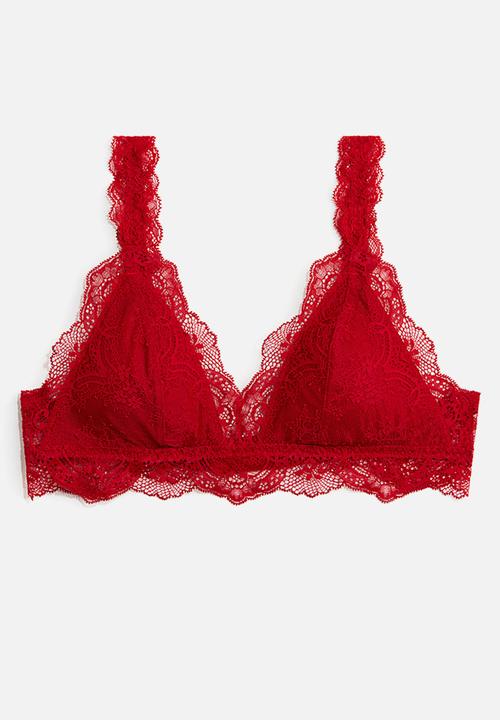 H&M - Padded soft lace bra - red