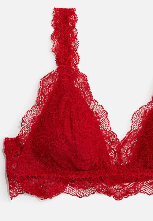 H&M - Padded soft lace bra - red