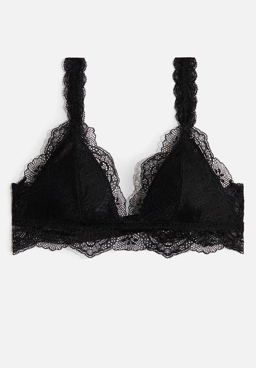 H&M - Padded soft lace bra - black