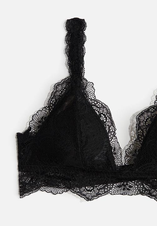 H&M - Padded soft lace bra - black