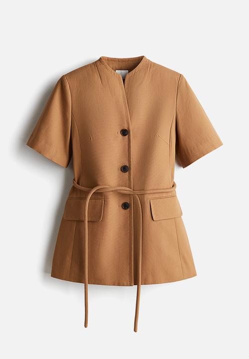 H&M - Short-sleeved jacket - dark beige
