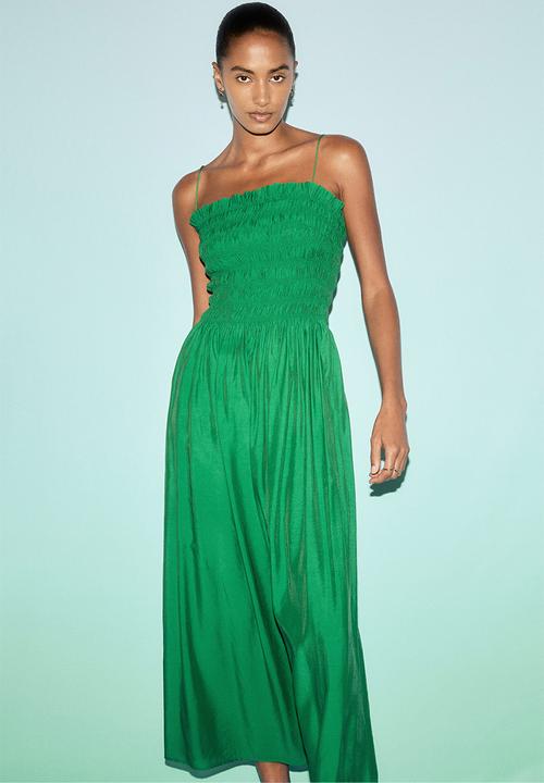 H&M - Smocked-bodice strappy dress - green