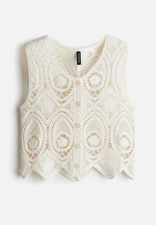 H&M - Crochet-look sweater vest - white