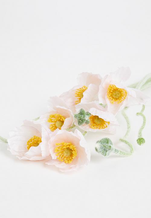 Silk By Design - Poppy flower & bud bundle spray - light pink