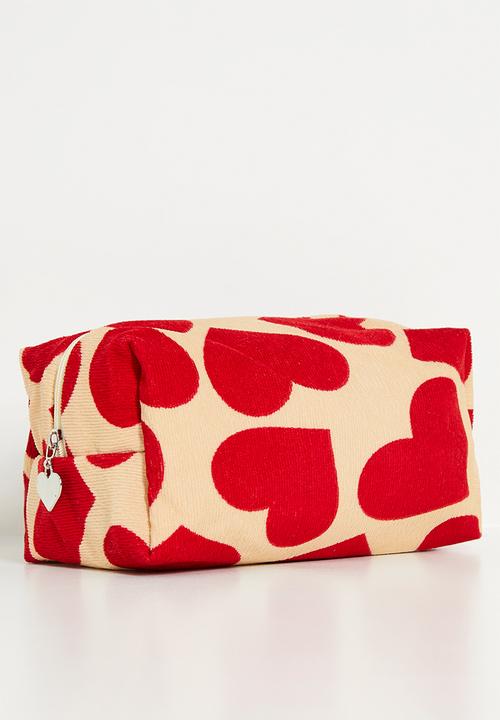 Pop Candy - Printed cosmetic bag -red and neutral