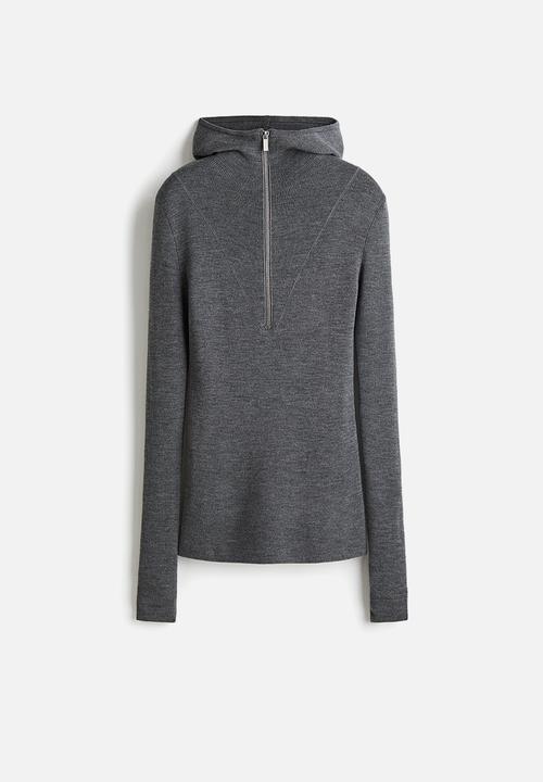 H&M - Merino wool hoodie - dark grey marl