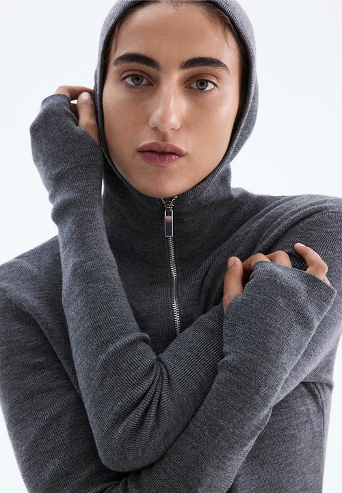 H&M - Merino wool hoodie - dark grey marl