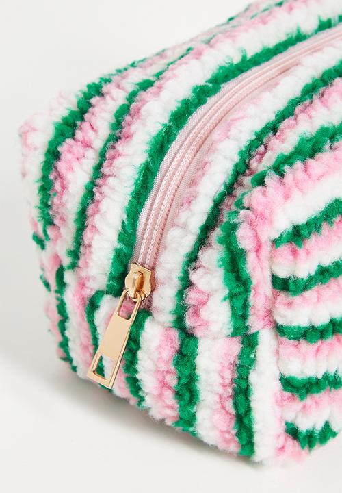 Pop Candy - Teddy fleece toiletry bag - pink/green/white