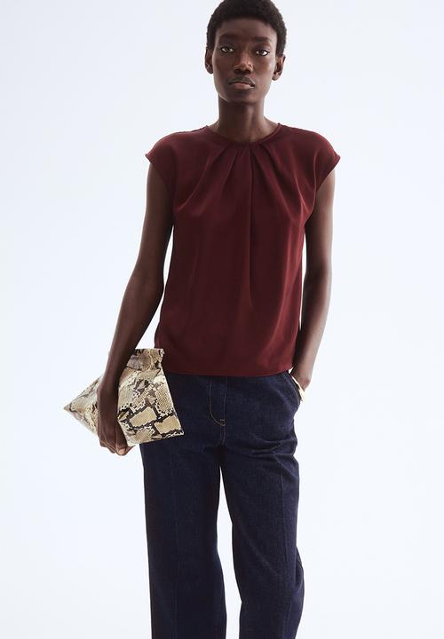 H&M - Pleat-front blouse - burgundy