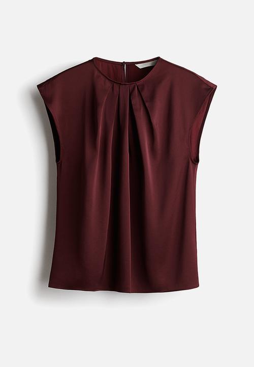 H&M - Pleat-front blouse - burgundy