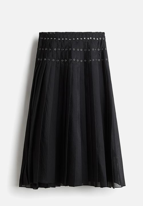H&M - Eyelet-detail plissé skirt - black