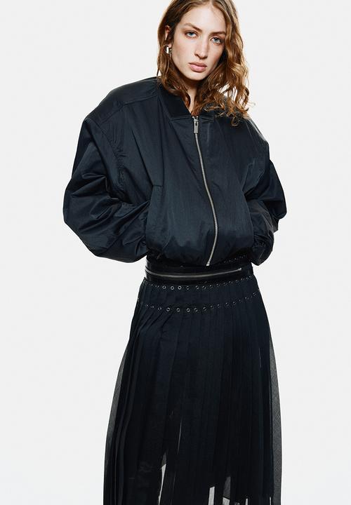 H&M - Eyelet-detail plissé skirt - black