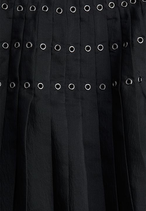 H&M - Eyelet-detail plissé skirt - black
