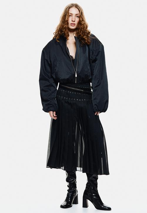 H&M - Eyelet-detail plissé skirt - black
