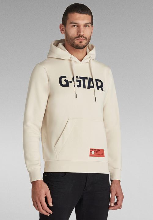 G-STAR - G-star hooded long sleeve sweat - whitebait