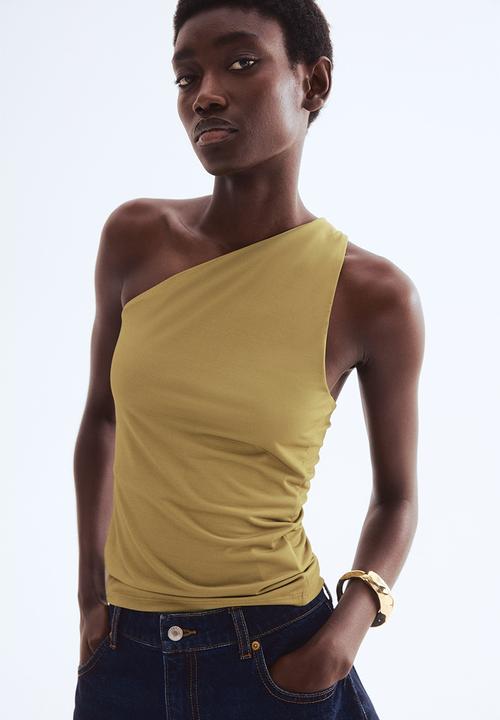 H&M - One-shoulder top - golden olive