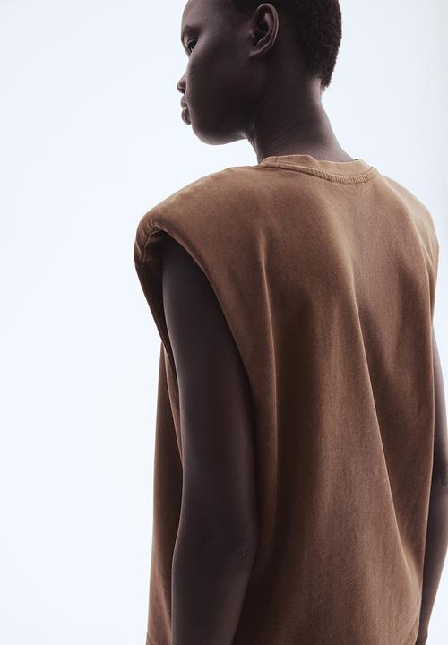 H&M - Shoulder-pad vest top - brown washed out