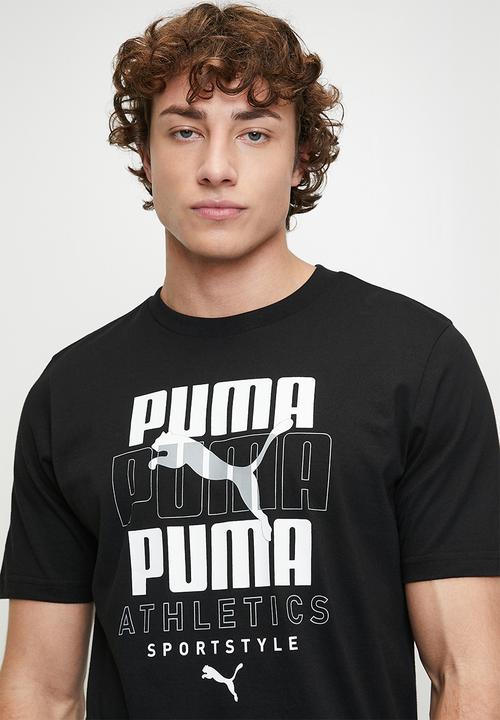 PUMA - Graphic Stacked Graphic Tee - puma Black