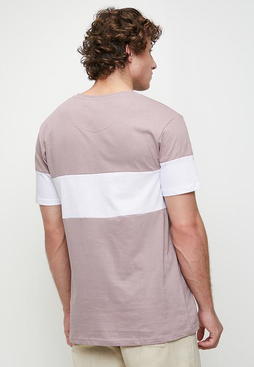 Brave Soul - Crew Neck T-Shirt  - Lavender / Optic White