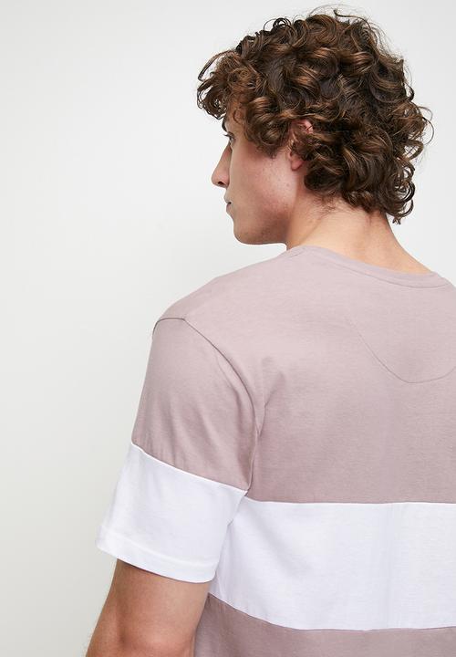 Brave Soul - Crew Neck T-Shirt  - Lavender / Optic White