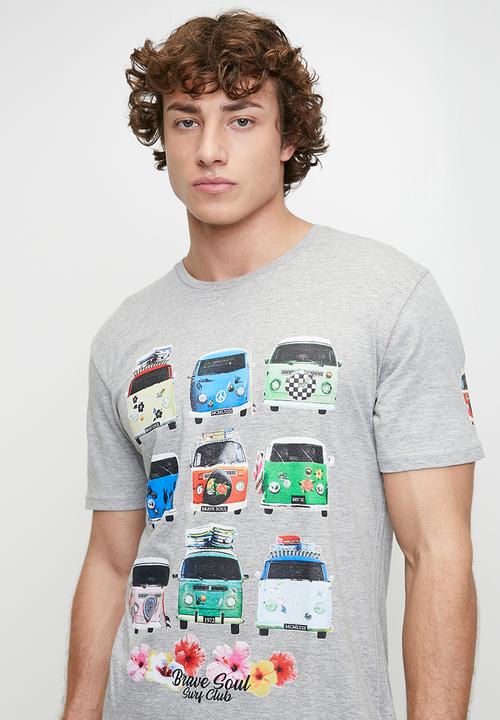 Brave Soul - Crew Neck T-shirt - Lt Grey Marl