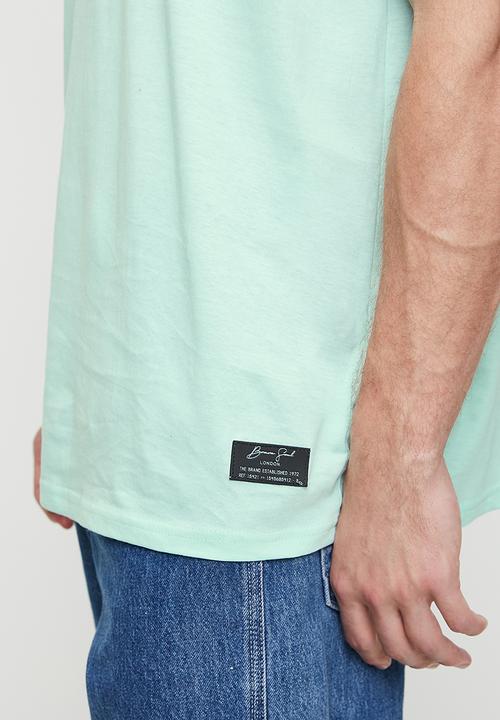 Brave Soul - Crew Neck OversizedT-Shirt - Pale Mint / Multi-Colour Print