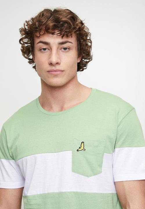 Brave Soul - Crew Neck T-Shirt- Mint / Optic White
