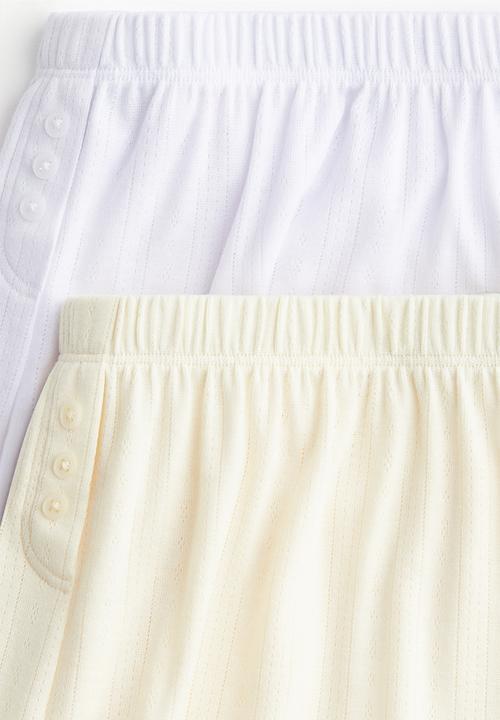 H&M - 2-pack pointelle pyjama shorts - light yellow/white