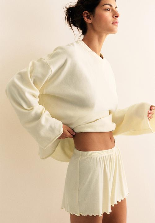 H&M - 2-pack pointelle pyjama shorts - light yellow/white