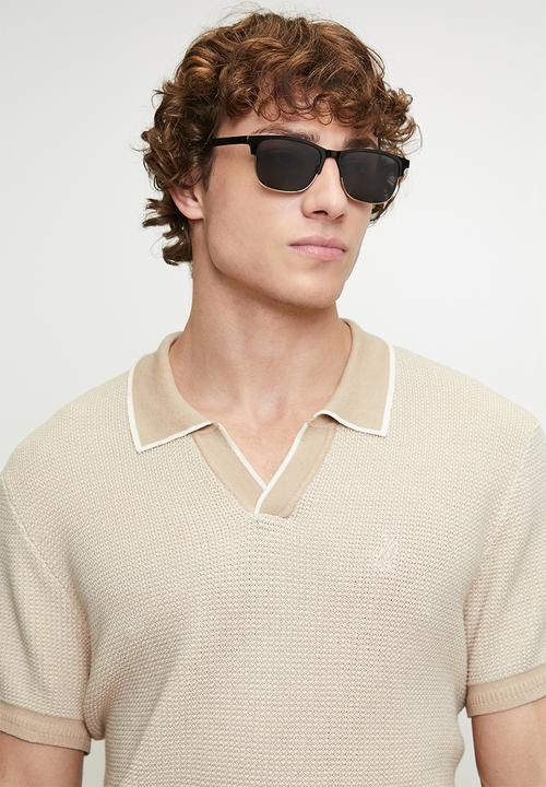 POLO - Andy textured tipped knitted golfer - stone	
