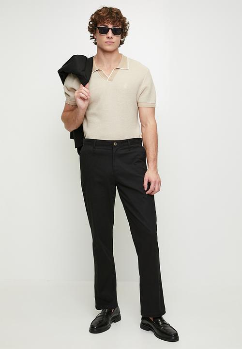 POLO - Andy textured tipped knitted golfer - stone	