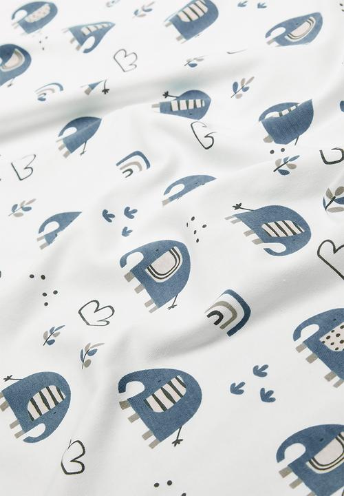 Pop Candy - Printed swaddle blanket- blue & white