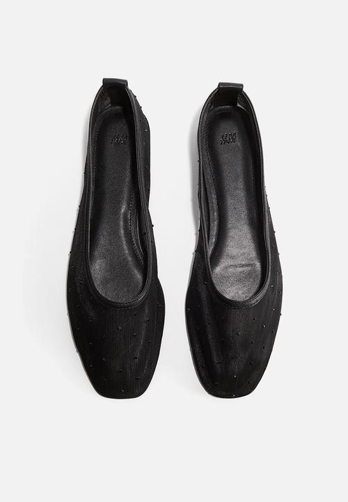 H&M - Rhinestone-embellished ballet flats - black