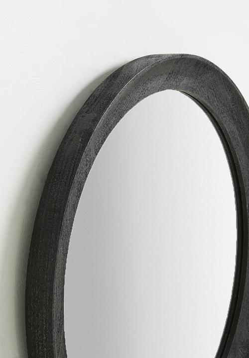 Sixth Floor - Wooden Round Mirror 60cm - Black