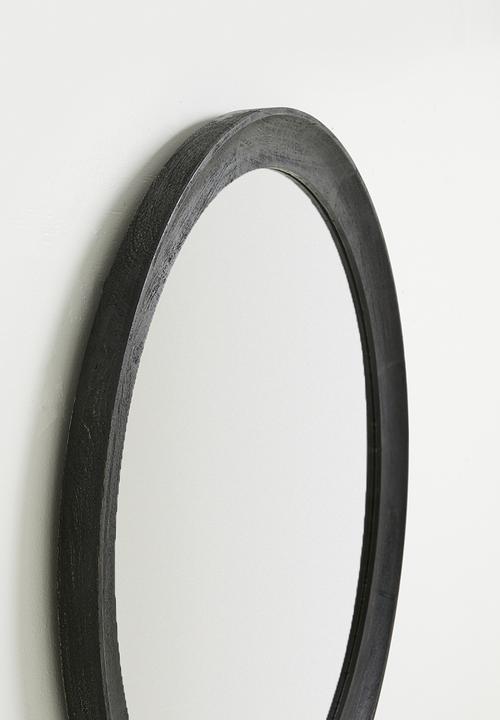 Sixth Floor - Wooden Round Mirror 90cm - Black