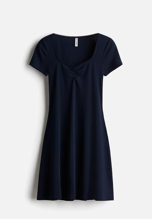H&M - Pointelle-jersey dress - navy blue