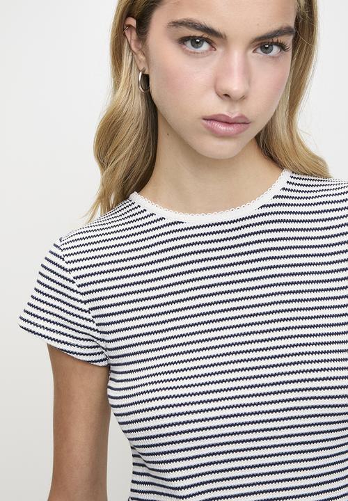 Levi’s® - Dry Goods Waffle Cap-Sleeve Tee - Stripe Grey