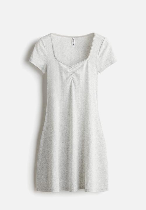 H&M - Pointelle-jersey dress - light grey
