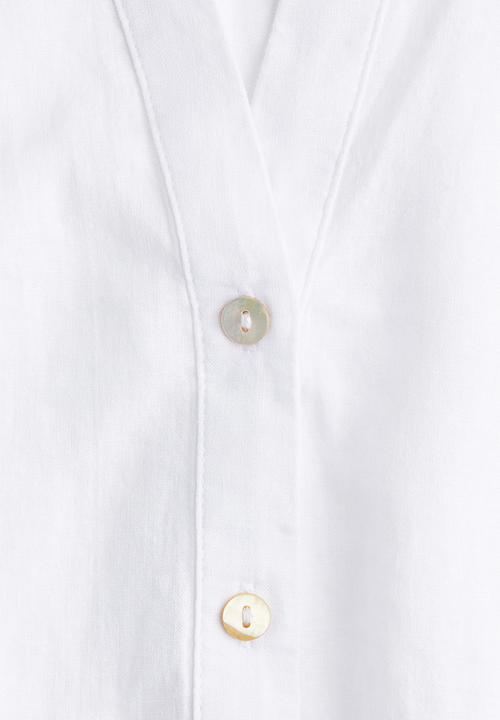 H&M - Linen-blend sleeveless shirt - white
