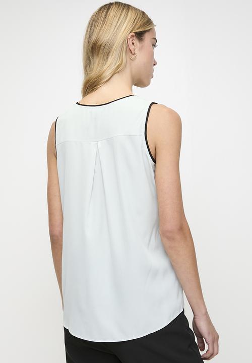 POLO - Wmn Anna Sl V-Neck Blouse - Cool Sage
