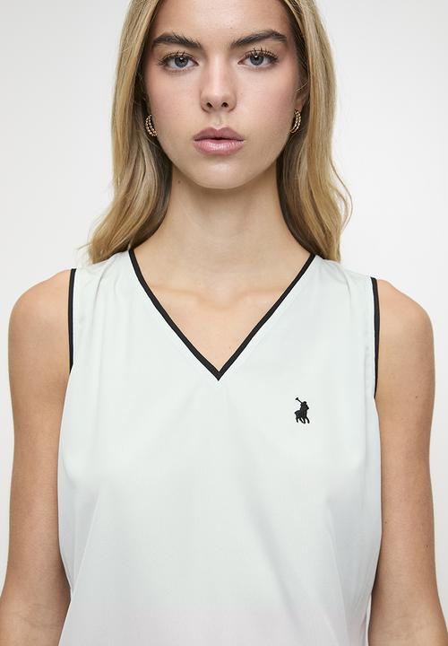 POLO - Wmn Anna Sl V-Neck Blouse - Cool Sage