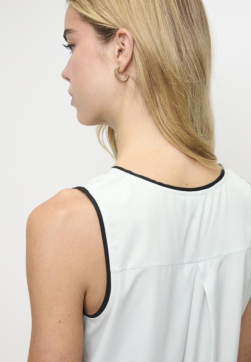 POLO - Wmn Anna Sl V-Neck Blouse - Cool Sage