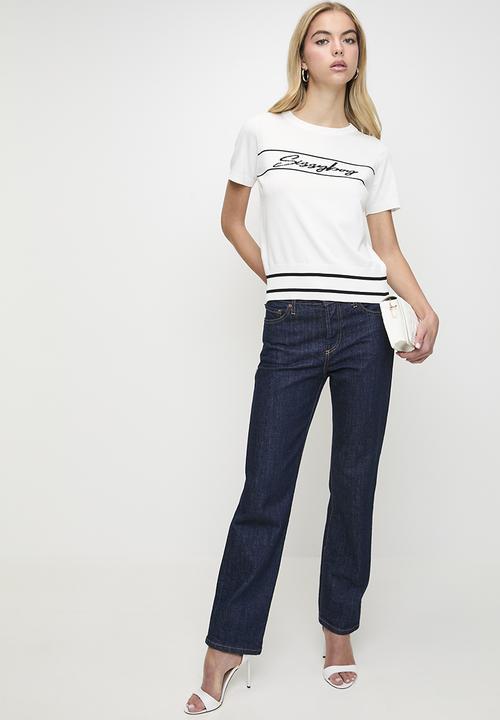 SISSY BOY - Need To Think: Short Knit Top With Front And Back Logo Detail - White