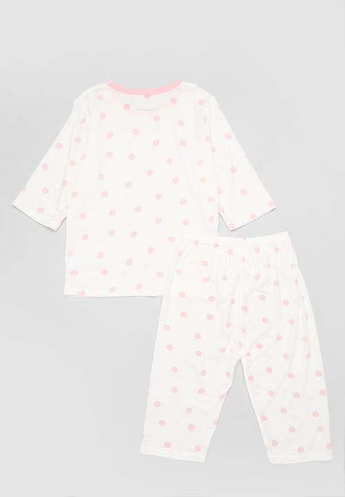 Pop Candy - Printed pj set -pink & white